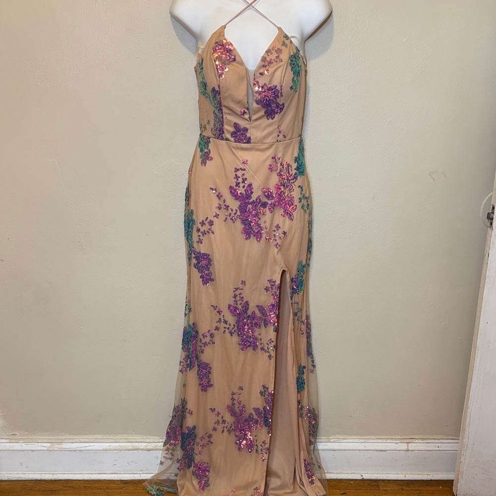 City Triangles Floral Maxi Dress in Purple and Green